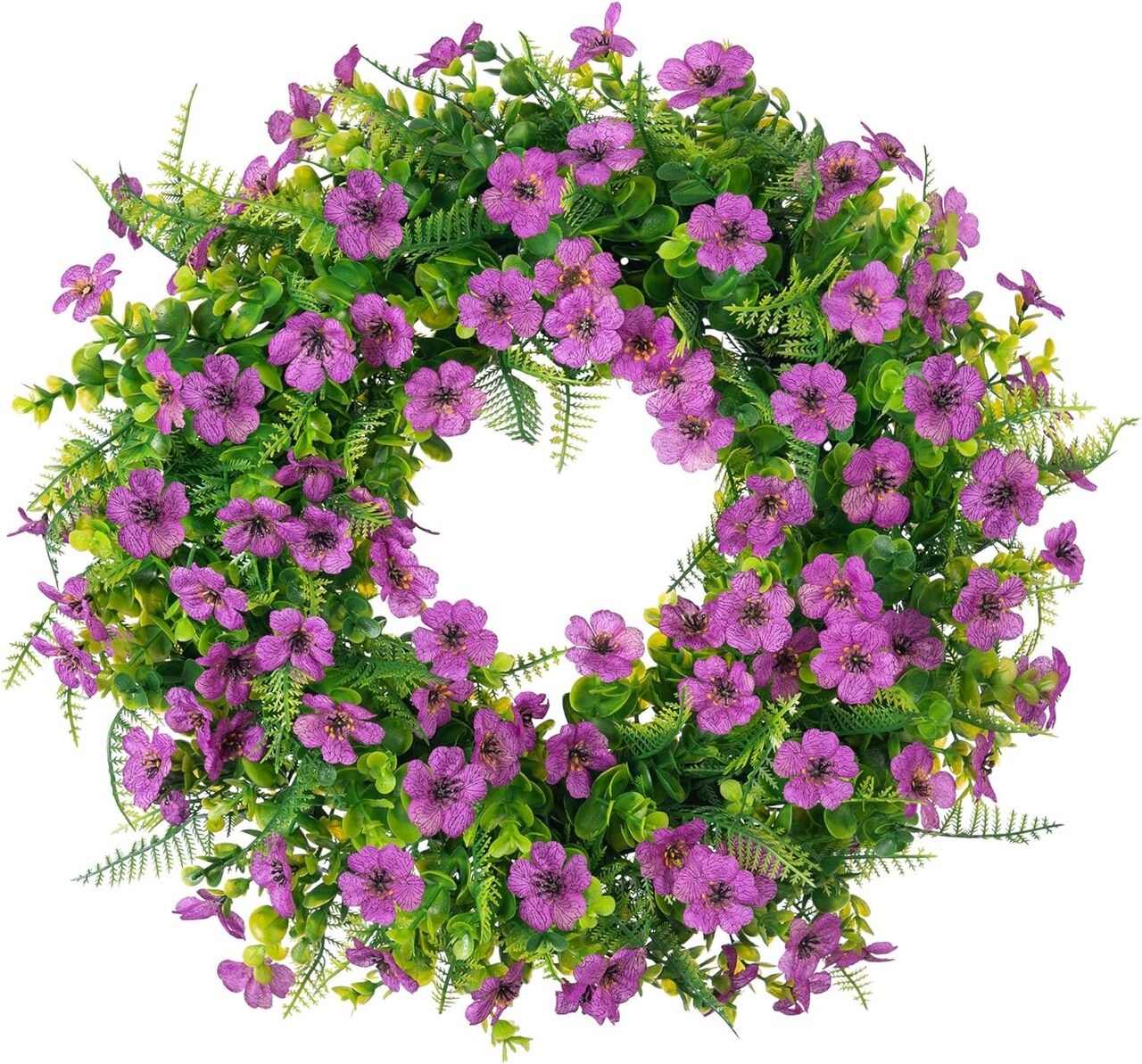 Artificial Daisy Wreath, Wildflower Spring Summer Artificial Silk Wreath for The Front Door by Pure Garden, Home Wall Wedding Festival Farmhouse Holiday Decor